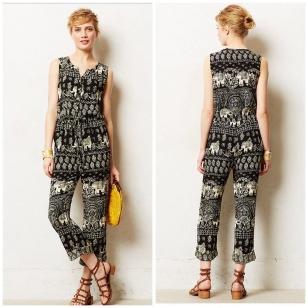 Anthropologie Lilka Elephant Jaipur Jumpsuit L